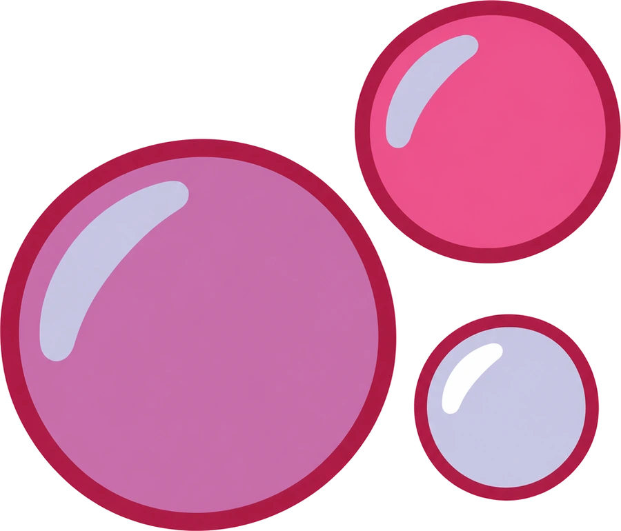 Three bubbles in orchid, bubblegum and lilac
