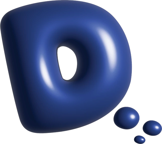 3D mark, blue on pink