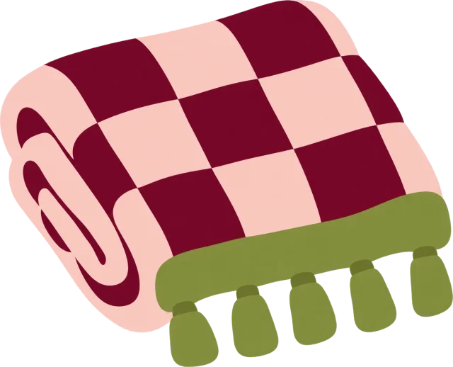 A folded checkerboard blanket
