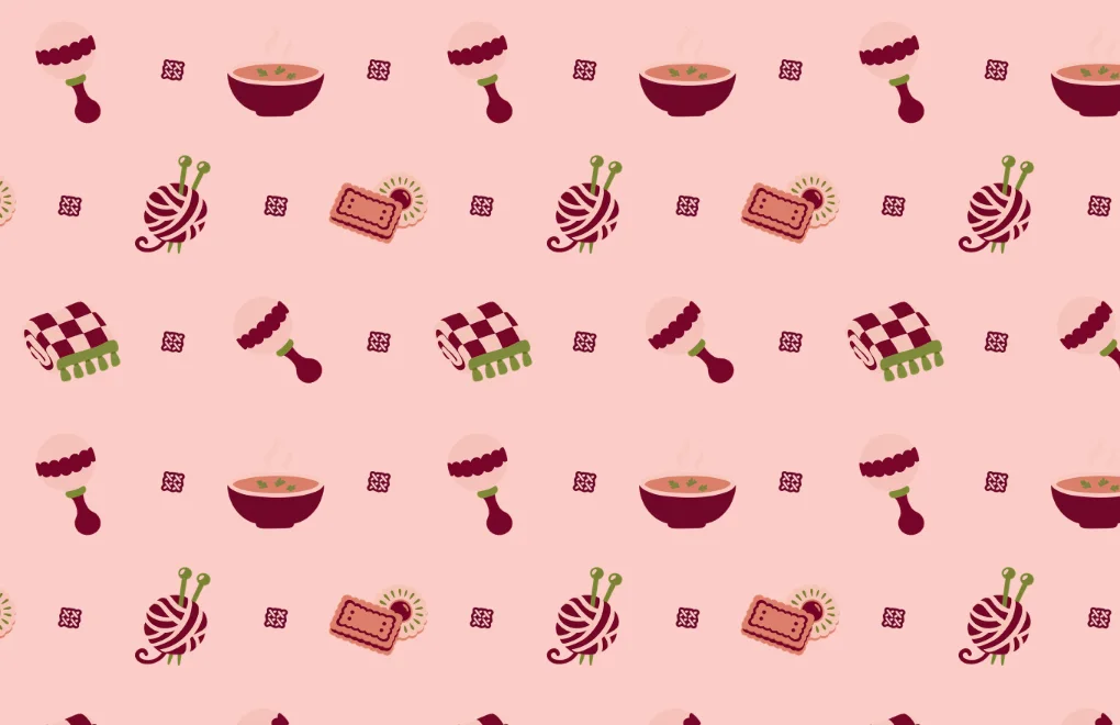 Business card back: the illustrated pattern on blush