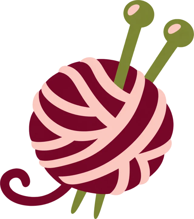 A ball of yarn with knitting needles
