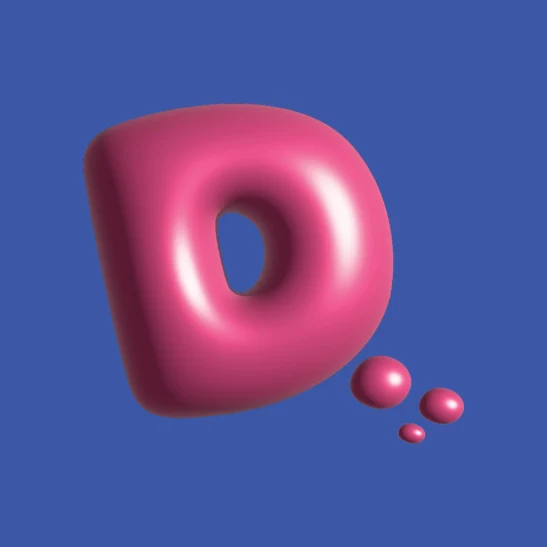 Pink 3D D. mark on cobalt