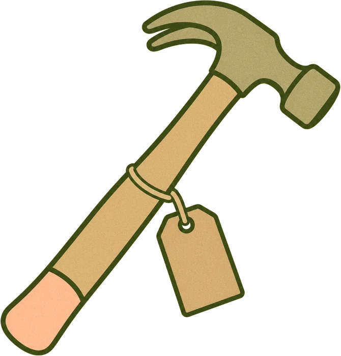Claw hammer with a borrowing tag