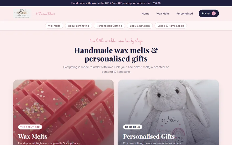 BC Designs website screenshot