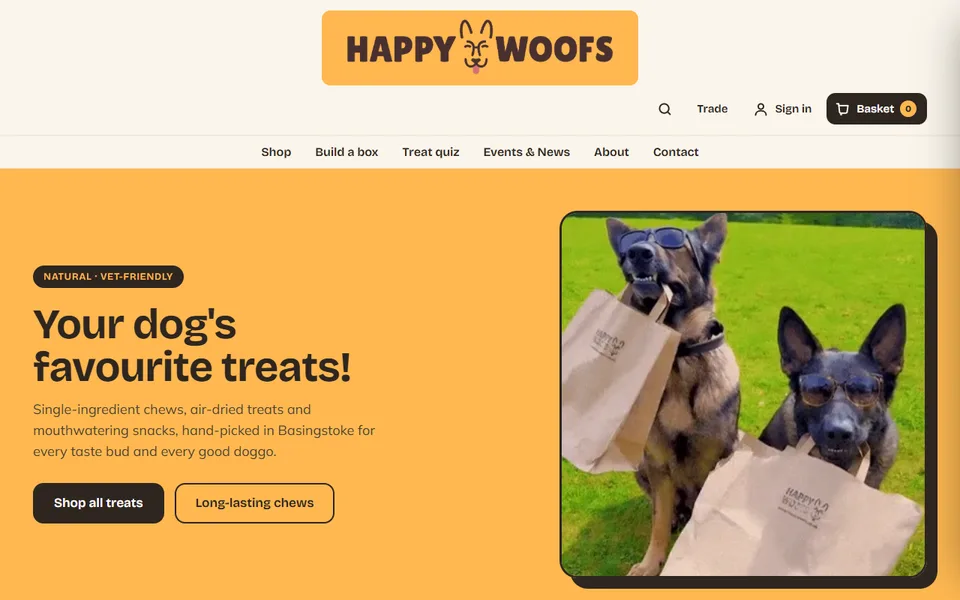 Happy Woofs website screenshot