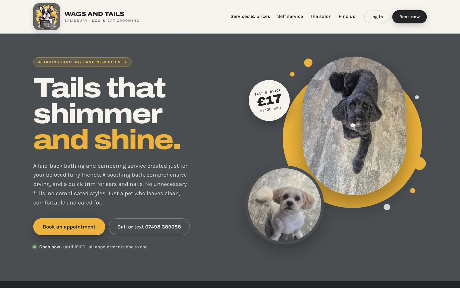 Wags and Tails website screenshot